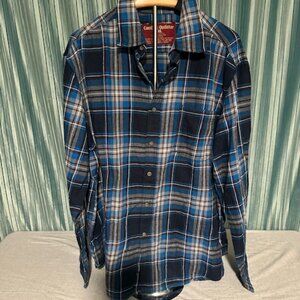 Comfort Outfitter Men’s Flannel Shirt 2XL Blue Plaid Long Sleeve Button Front